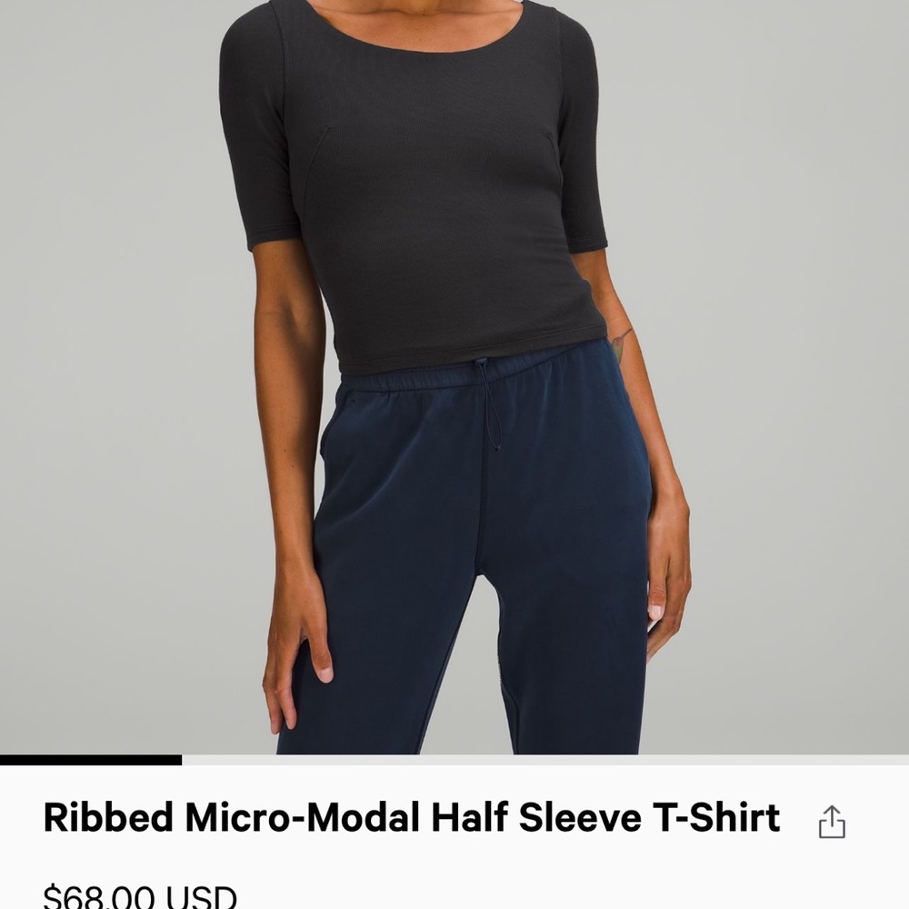 COPY - NWT LULULEMON RIBBED MICRO MODAL HALF SLEEVE TEE